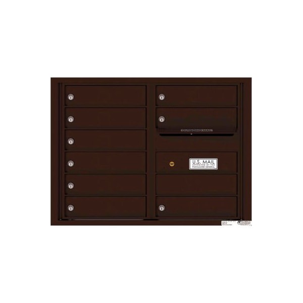 Florence Mfg Co Florence Versatile 4C Mailbox 4C06D-09, 23-1/4"H, 9 Mailboxes, Front Loading, Aluminum, Brown, USPS 4C06D-09DB - main